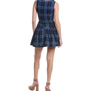 Avec Les Filles- Royal Blue/Denim Plaid Sleeveless Dress